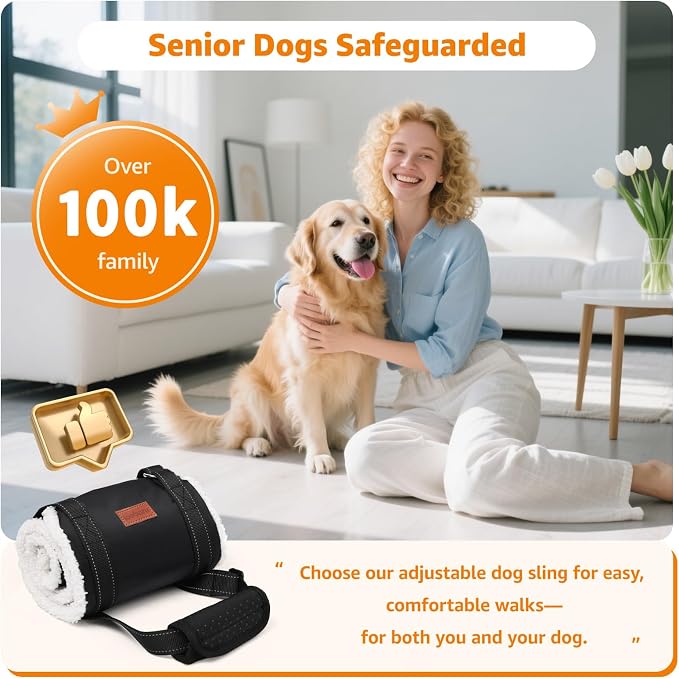 LOOBANI Dog Sling for Large Dogs Hind Leg Support, Portable Dog Lift Harness for Back Legs, Comfortable Leg Support Assistance for Elderly Dogs with Hip, ACL Brace, Senior, Injured