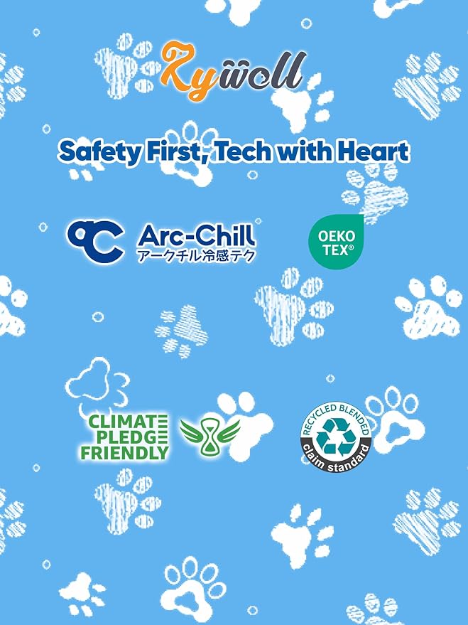 Rywell Super-Absorbent Cooling Mat for Dogs 59"x40" Arc-Chill 3.0 & Color-Changing Dog Cooling Mat, Stay Cool & Dry, Washable, Non-Slip Pet Bed Mat for Floors, Sofas, Kennels