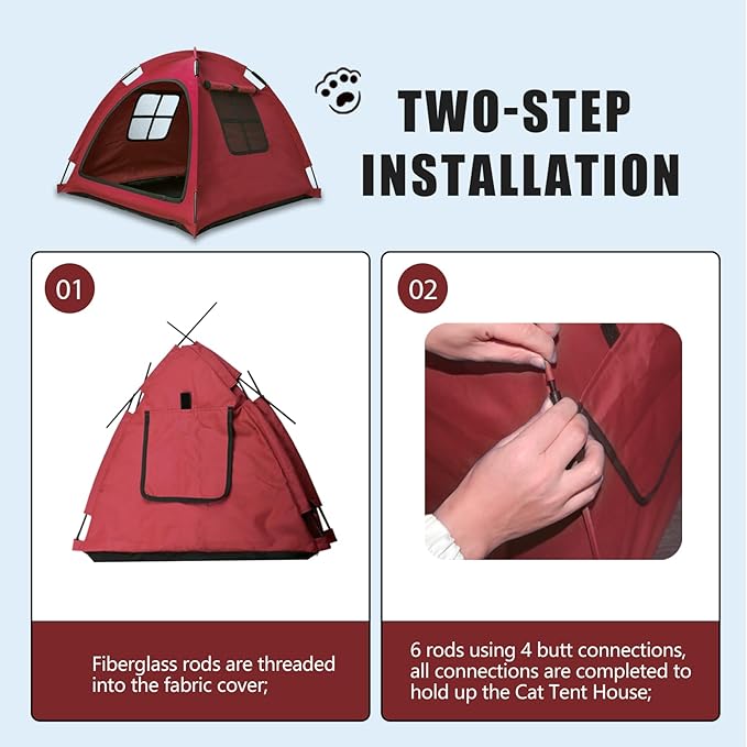 Anti-Anxiety Open Pet Tent for Cats & Dogs, Calming Hideaway | Soothing den, ventilated mesh, ripstop oxford, tip-proof. No-tools, washable cover. Indoor & outdoor. Up to 35lb. 5 colors