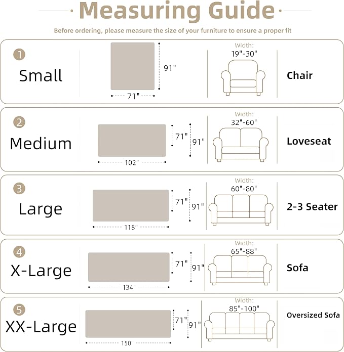 Couch Cover for Dogs Washable Sofa Cover, Sectional Couch Covers, Sofa Covers for 2 Cushion Couch, Non Slip Stripe Sofa Slipcovers Furniture Protector (Beige, 91 * 71)