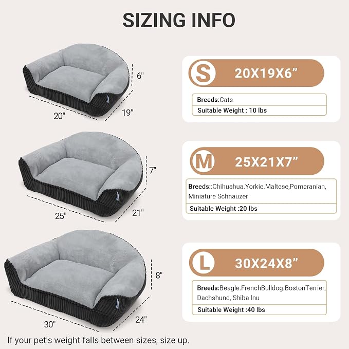Cat Couch for Puppy, Kitten, and Small Pets - Soft Faux Rabbit Fur Pet Sofa with Washable Removable Cover, Non-Slip Fuzzy Plush Cushion, 36"x27"x11"