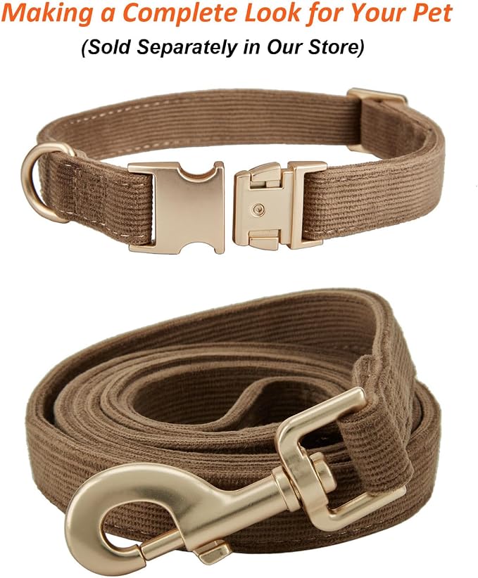 Soft Cotton Dog Leash, 5 Ft Heavy Duty Corduroy Dog Leashes with Gold Metal Hook for Small Medium Large Dogs,Medium,Brwon