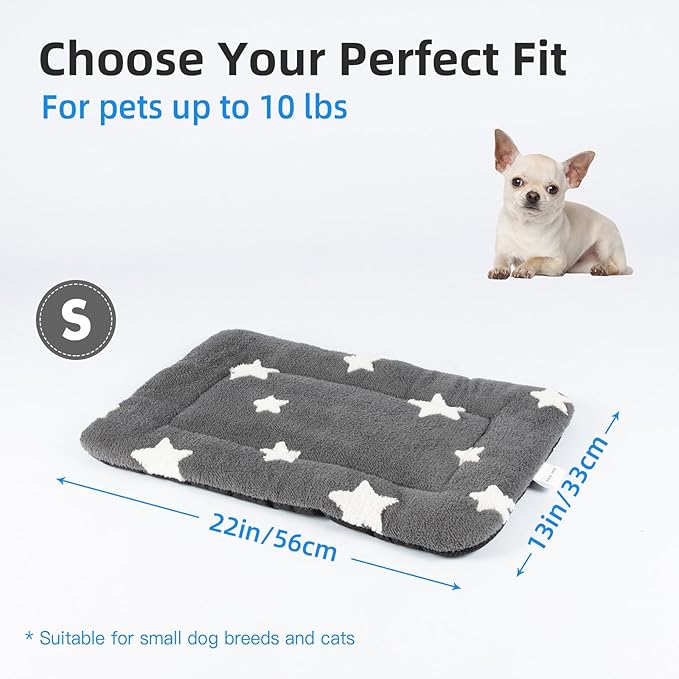 Mora Pets Cat Bed for Indoor Cats Washable Dog Crate Pad Cute Star Dog Bed Mat for Small Dogs Pet Kennel Pad for Cage Soft Flat Puppy Kitten for Sleeping Anti-Slip Grey 22 x 13 inch 2 Pack