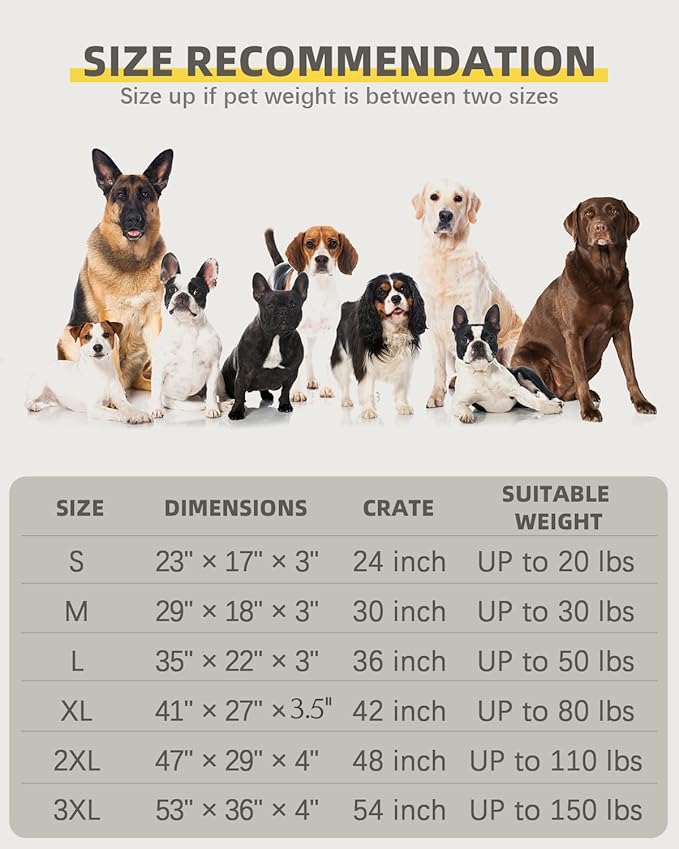 NUPIDA Orthopedic Dog Beds for Extra Large Dogs Waterproof Pet Mattress with Removable Washable Cover and Non-Slip Bottom, Quilting Bed for Crate, 47x29 Inch, Dark Gray