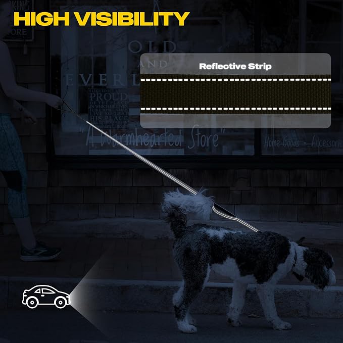 Fida 6 FT Heavy Duty Dog Leash with 2 Comfortable Padded Handles, Traffic Handle & Advanced Easy Snap Hook, Reflective Walking Lead for Large, Medium & Small Breed Dogs, Brown