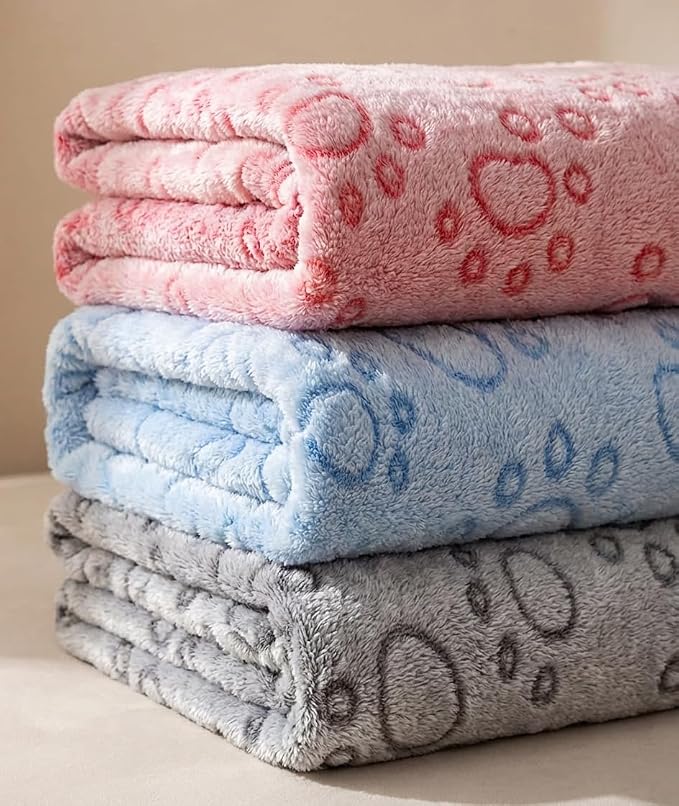 Dog Blankets for Medium Large Dogs, 3 Pack Dog Blanket Washable 30" x 20", Gifts Puppy Essentials, Fuzzy Soft Pet Mat Throw Cover for Kennel Crate Bed, Cat Blanket, Blankets for Dogs, Pet Blanket