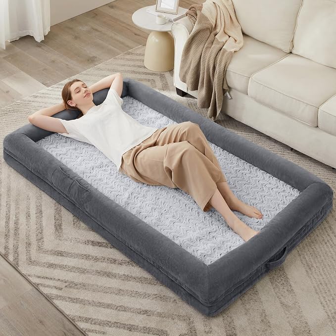 WNPETHOME Human Dog Bed for Adult, Washable Dog Couch with Removable Waterproof Cover, Orthopedic Large Pet Sofa Bed with Bolster Sides for Sleeping