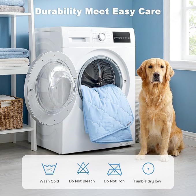 ZOMISIA Cooling Mat for Large Dogs, Q-Max>0.5 Thin Breathable Cold Crate Pad for Pet, Portable Washable Kennel Bed for Summer Active Dog with Chill Cool Soothing Fabric to Rapid Cooling, 35x22, Blue