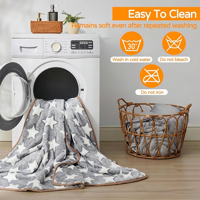 1 Pack 3 Blankets Premium Soft Fluffy Pet Flannel Blanket, Paw Printed Throw for Dogs, Cats and Puppies (Star Set, 23×16 inch, Pack of 3)