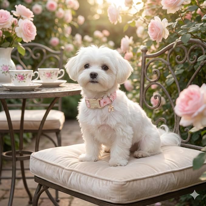 Pink Bow Dog Collar with Flower, Adjustable Cotton Puppy Collar, Cute Girl Boy Dog Collars for Small Medium Large Dogs, Ideal for Gifts,Pet Accessory,S