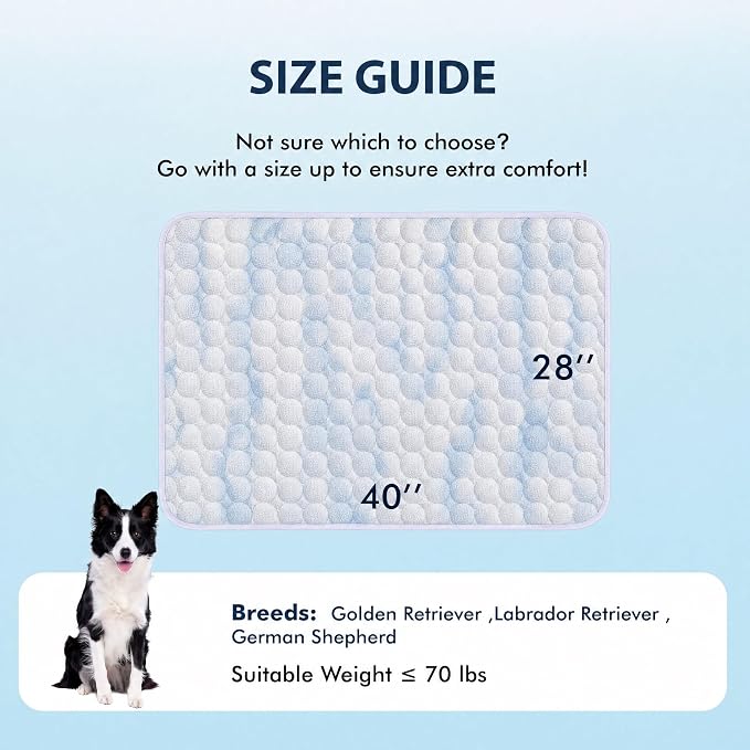 MICROCOSMOS Summer Cooling Mat & Sleeping Pad- Water Absorption Top, Materials Safe, Easy Carry, EZ Clean. Keep Cooling for Pets, Kids and Adults.(Blue White, 40" x28")