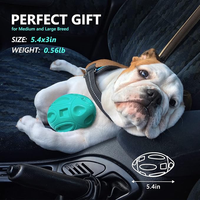 EASTBLUE Squeaky Dog Toys for Aggressive Chewers: Rubber Puppy Chew Ball with Squeaker, Almost Indestructible and Durable Pet Toy for Medium and Large Breed(Teal)