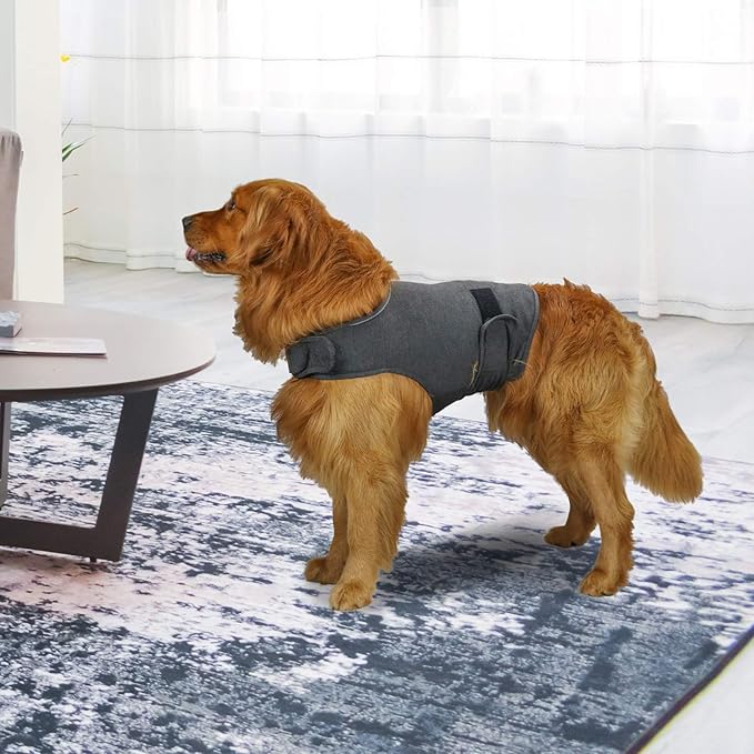 Comfort Dog Anxiety Relief Coat, Dog Anxiety Calming Vest Wrap for Thunderstorm,Travel,4th of July Fireworks,Vet Visits,Separation Anxiety Relief for Dogs (L,Grey)