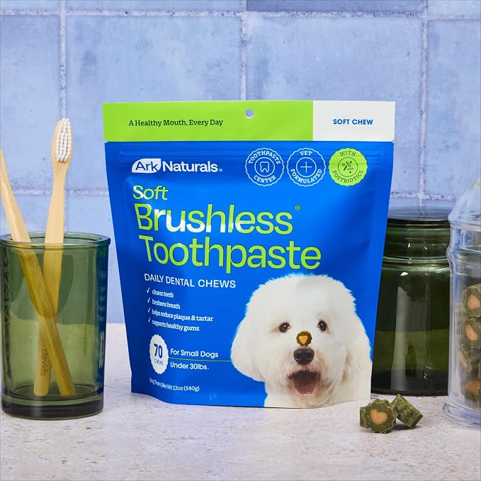 Ark Naturals Soft Brushless Toothpaste, Dog Dental Chews for Small Breeds, Freshens Breath, Unique Texture Helps Reduce Plaque & Tartar, 12oz, 1 Pack