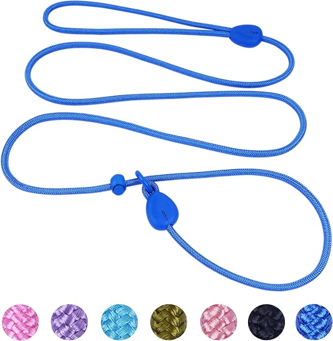 D Blue 6FT Slip Lead - Heavy Duty No Pull Dog Training Leash, Comfortable Rope Leash for Small to Medium Dogs