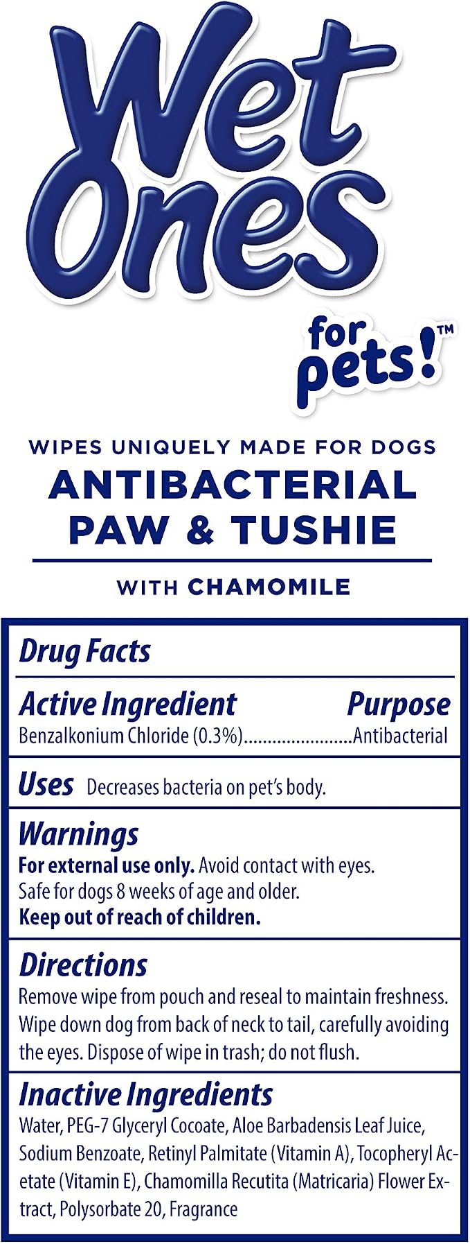 Wet Ones for Pets Paw and Tushie Dog Wipes with Chamomile, Tropical Splash Scent - Cleansing Grooming Wipes for Dog Paws and Butt Between Baths, Wet Lock Seal, 30 Count - 8 Pack