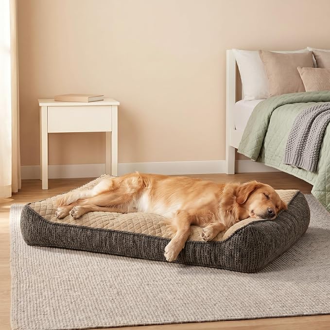 JOEJOY XL Orthopedic Dog Beds Large Sized Dog, Extra Thick Supportive Big Dogs Couch Bed with Sides, Ultra Soft Pet Bed Sofa for Large Dogs, Brown, 38''x28''