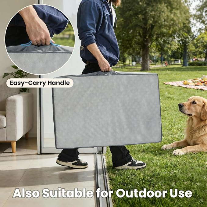 OhGeni Orthopedic Waterproof Dog Bed for Extra Large Dogs, Machine-Washable Removable Cover in Easy-Clean Fabric, Reversible Memory Foam & Easy-Carry Handle, Suitable for Crate, 41 inch (Gray)