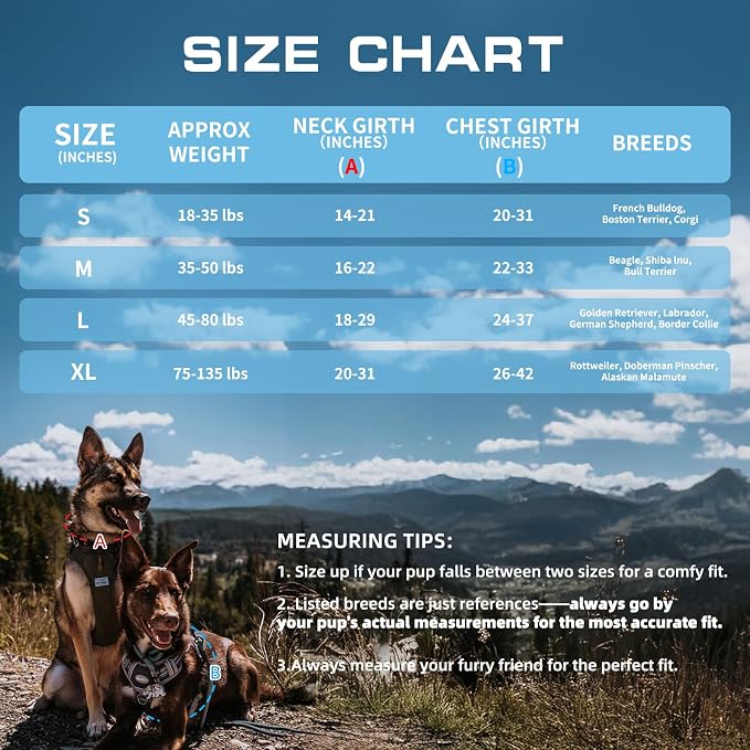 AUROTH Tactical Dog Harness for Small Medium Large Dogs No Pull Adjustable Pet Harness Reflective K9 Working Training Easy Control Pet Vest Military Service Dog Harnesses (M, Denim Blue)