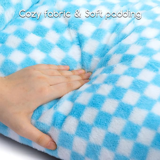 Hollypet Fluffy Dog Cat Bed Pet Couch Beds Plush Soft Warming Washable Puppy Bed for Small Medium Dogs and Large Cats, Blue and White, 24" L x 18" W x 10" Th