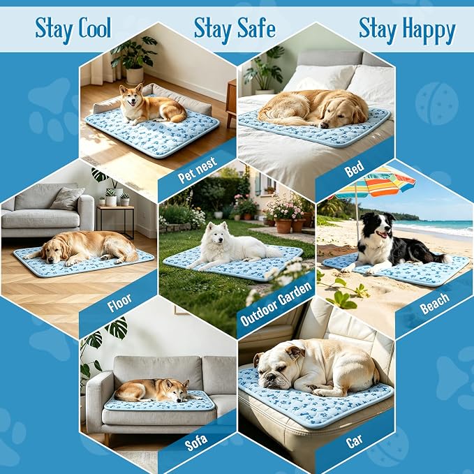 Cooling Mat for Dogs, Q-Max>0.5 Reusable Washable Dog Cooling Pad, Non-Toxic Breathable Pet Cool Blanket, Portable Cooling Bed for Dogs Cats, Indoor Outdoor Summer Heat Relief, No Refrigeration Needed