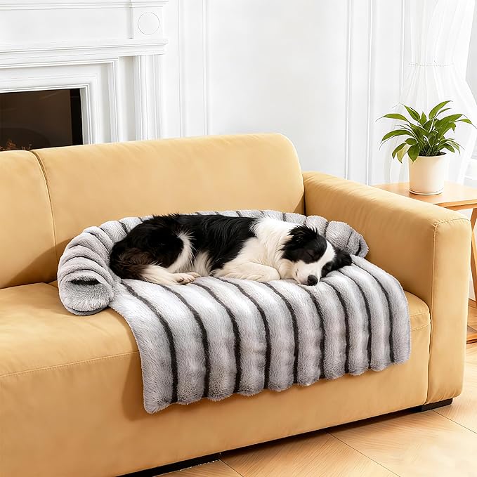 WATANIYA PET Large Dog Couch Bed, Fluffy Washable Couch Protector for Dogs with Removable Cover, Non-Slip Dog Sofa Bed, 45x37 Inch, Grey