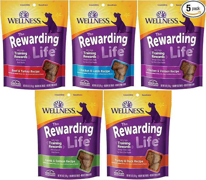 Wellness Wellbites Soft & Chewy Variety Pack (5 Flavors, 6 Ounce Bags)