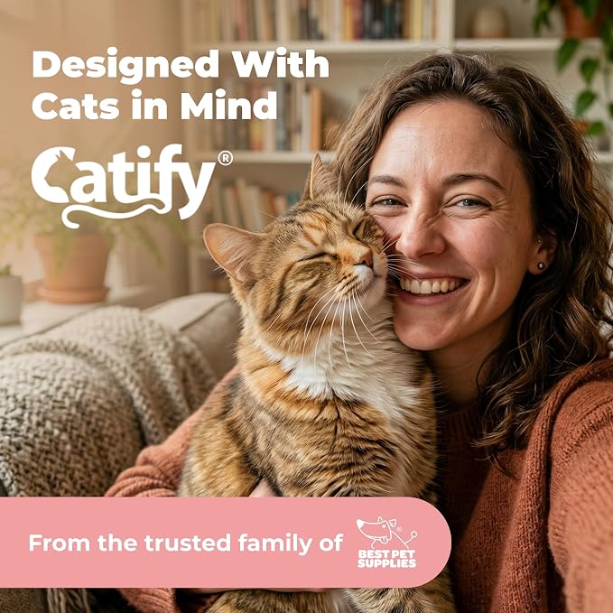 Best Pet Supplies Catify Cat Scratcher, Fun Interactive Scratchers, Posts, Poles, Claw Safe, Furniture Saver Indoor Play Support Natural Cat Behaviors Heavy Duty - Beige Scratching Post - H: 25"