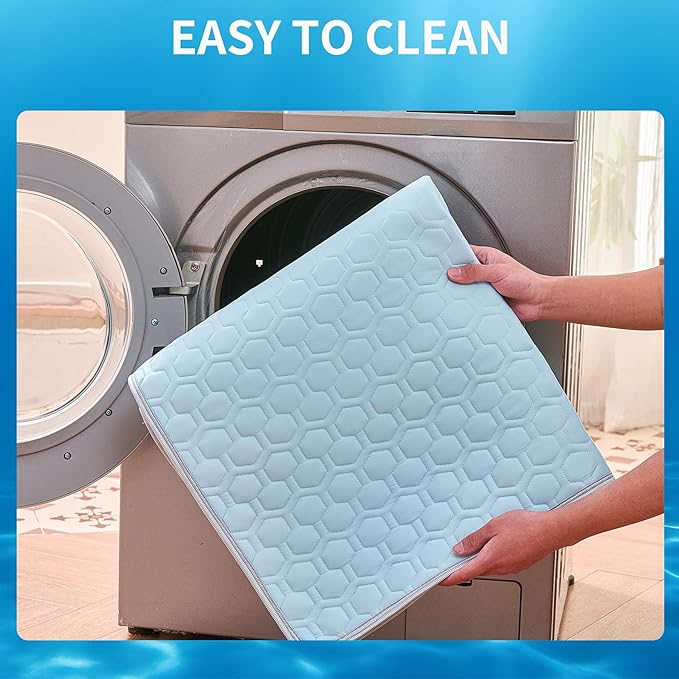 HAOMAIJIA Pet Cooling Mat for Dogs Thick Soft Washable Dog Cooling Mat Indoor Upgrade Waterproof Non-Slip Self Cooling Pad for Dog and Cat (Sky Blue, 19'' x 30'' Medium)