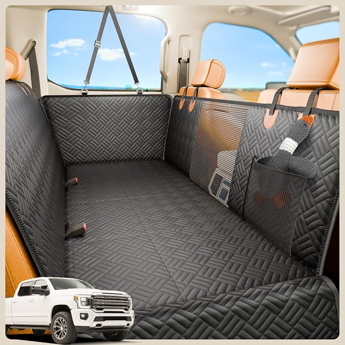 PROZAR Dog Car Seat Cover for Back Seat, Hard Bottom Back Seat Extender, Back Seat Pet Cover for Dogs - Supports 400lbs, Back Seat Pet Cover, Dog Hammock for Full-Size Trucks/SUVs