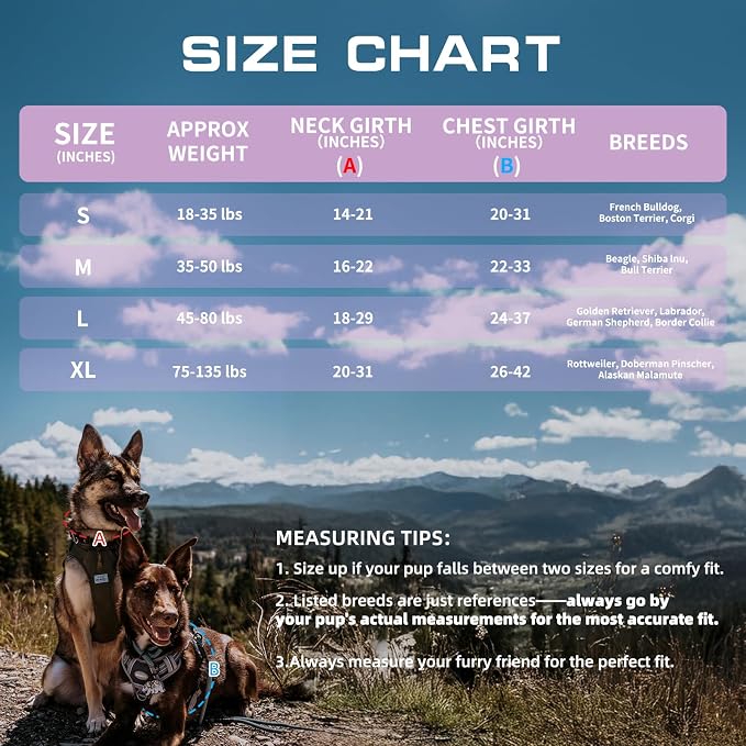 AUROTH Tactical Dog Harness for Large Dogs No Pull Adjustable Pet Harness Reflective K9 Working Training Easy Control Pet Vest Military Service Dog Harnesses Purple M