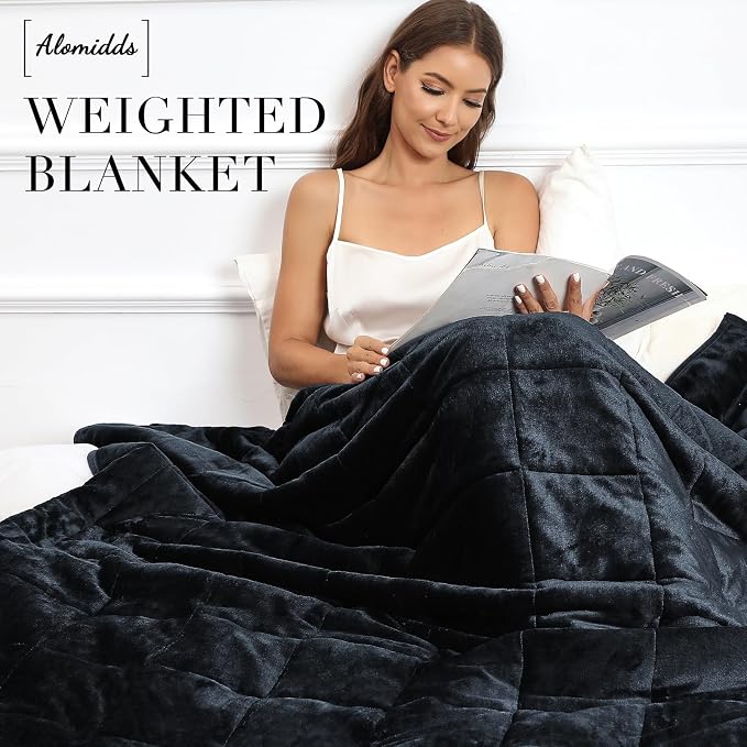 Alomidds Weighted Blanket (Queen Size 20lbs 60x80 inches) with Soft Plush Fleece, Throw Blanket with Cozy Warm Sherpa,Ultra Fuzzy Heavy Blanket Microfiberfor for Sofa Bed, Dark Grey