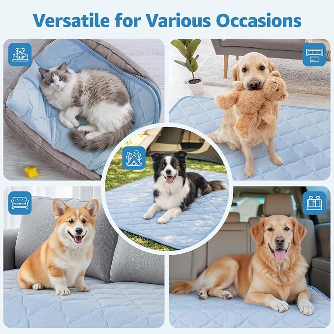LOOBANI Dog Cooling Mat for Large Dogs - 40" x 28" Cooling Mat for Pet with Anti-Slip Bottom, Washable Q-MAX>0.5 Arc-Chill Pet Cool Mat for Dogs, Cats, Bed, Sofas, Crate, and Kennels