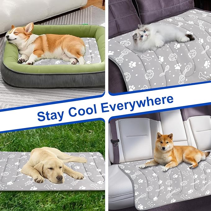MH MYLUNE HOME Upgrade Cooling Mat for Pets, 28”x39” Cool-Chill Fiber Reinforced Padding, Heat-Absorbing Color-Changing Pet Pad, Foldable/Washable Summer Bed