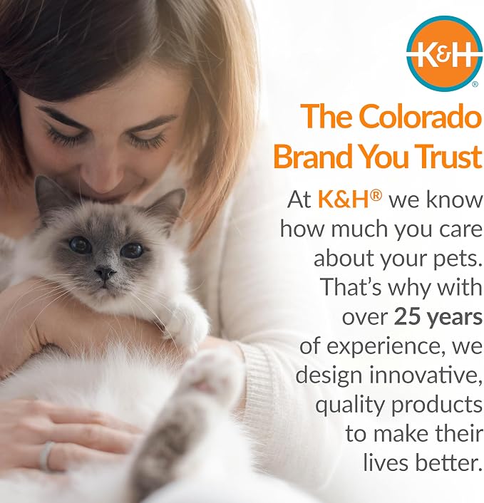 K&H Pet Products Thermo-Kitty Bed Heated Cat Beds for Large Indoor Cats & Dogs, Calming Warming Pillow Pet Bed, Machine Washable, Removable Heater, Safety Listed - Large 20" Round Sage/Tan