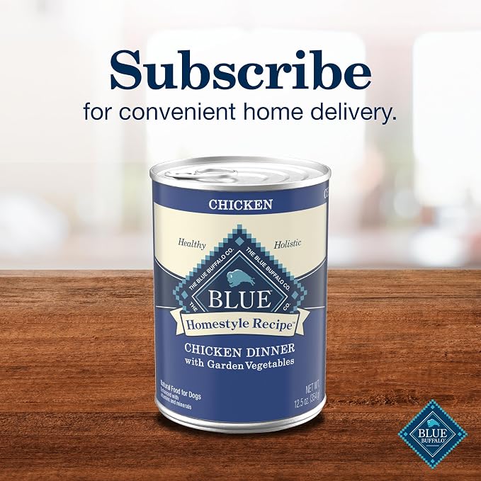 Blue Buffalo Homestyle Recipe Chicken Dinner with Garden Vegetables Natural Wet Dog Food for Adult Dogs, Paté with Natural Ingredients, Vitamins & Minerals, 12.5-oz. Can (12 Count)