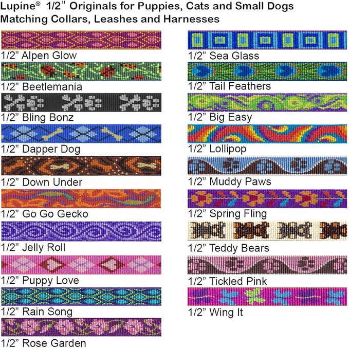 LupinePet Originals 1/2" Alpen Glow 10-16" Adjustable Collar for Small Dogs