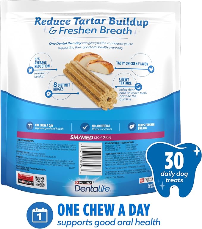 Purina DentaLife Daily Oral Care Dog Dental Chews for Small and Medium Breed Dogs - 30 ct.