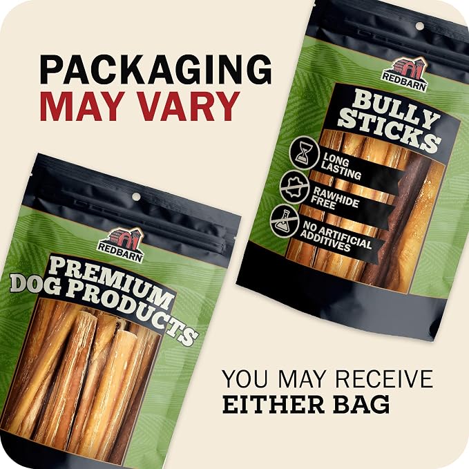 Redbarn Pet Products All-Natural 12" Large Bully Sticks for Dogs - Premium Grain-Free & Rawhide-Free Single Ingredient Long Lasting Low Odor Dental Treat for Chewers - 2 Count