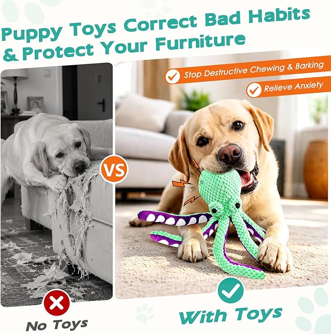 Fuufome Squeaky Plush Dog Toys, Soft Fabric Toys for Puppy, Small and Medium Dogs, Interactive Daily Companionship Training Reward Birthday Gift
