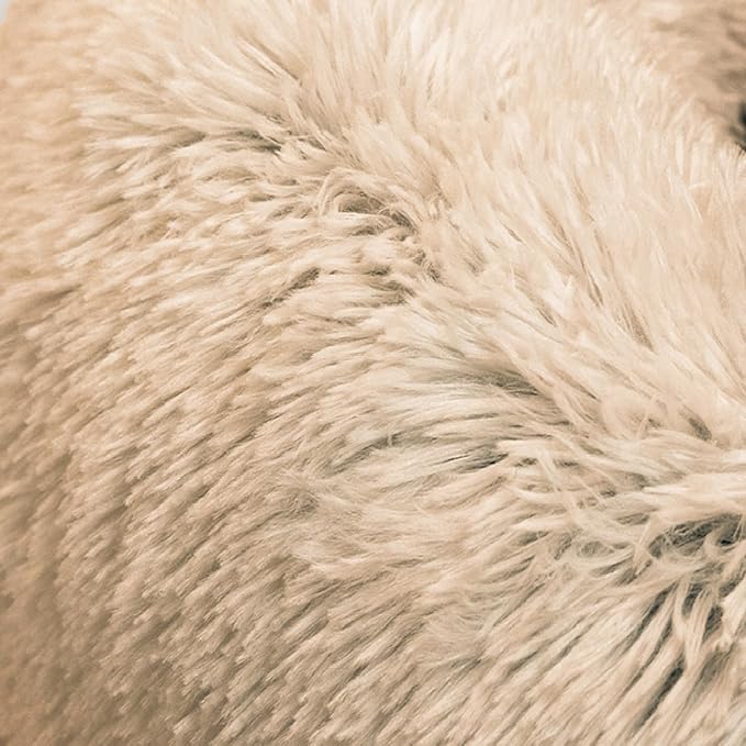 Best Friends by Sheri The Original Calming Donut Dog Bed for Extra-Large Dogs up to 150 lbs, Shag Faux Fur, Taupe, 45" x 45"