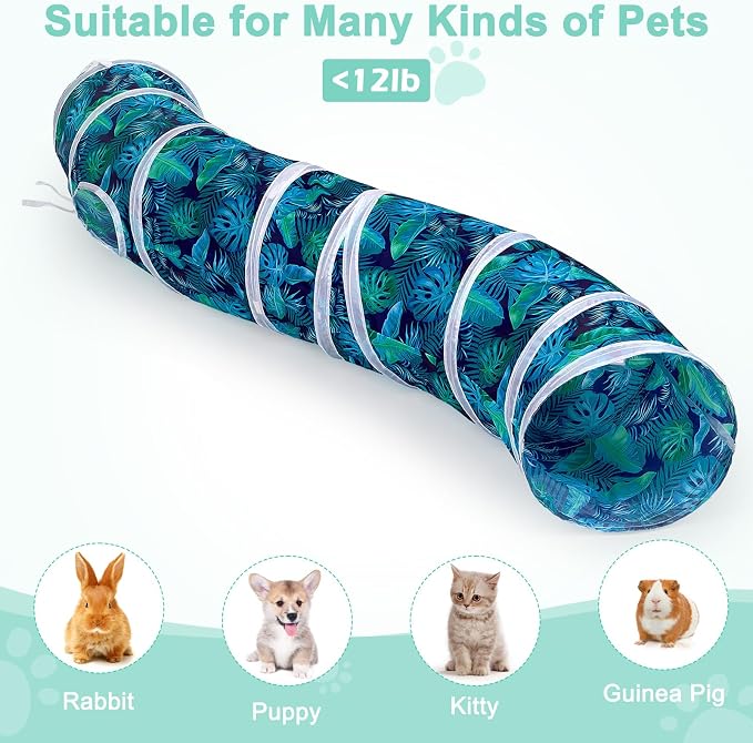 Glittme Cat Tunnel, Cat Tunnels for Indoor Cats, S-Shape Peekaboo Cat Cave with Cat Toys, Foldable Cat Tubes and Tunnels for Cats, Rabbit, Puppy, Guinea Pig