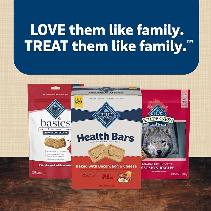 Blue Buffalo Mini Health Bars Crunchy Dog Biscuits, Oven-Baked with Natural Ingredients, Bacon, Egg & Cheese, 2-lb Box (Pack of 3)