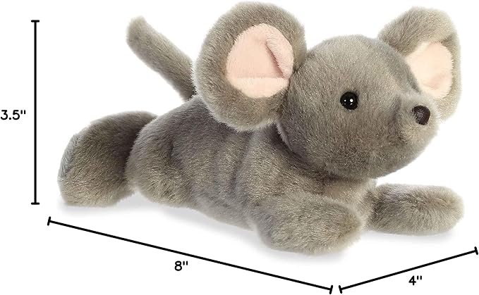 Aurora® Adorable Mini Flopsie™ Missy Mouse™ Stuffed Animal - Mini Companions Ready for Playful Adventures - for Kids All Ages, Toddlers, Adults, and Families - Gray 8 Inches