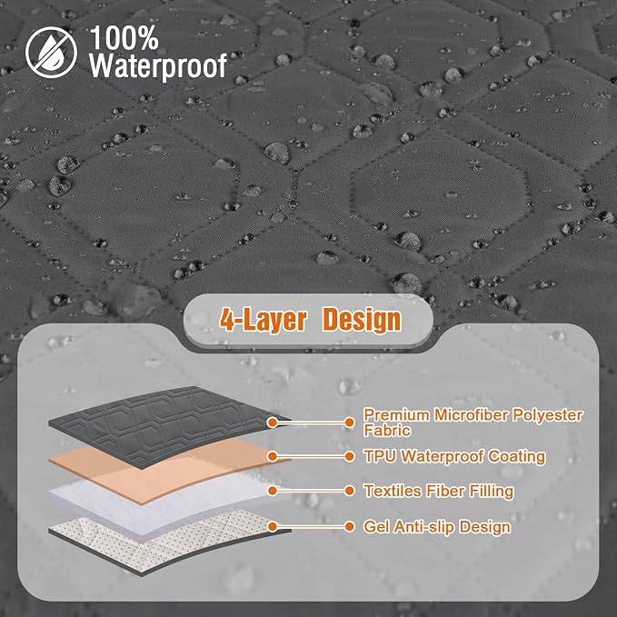VANSOFY Waterproof Recliner Couch Covers, Sofa Covers 1-Piece Washable Reclining Sofa Cover Non-Slip Furniture Protector with Elastic Straps Pocket for Dogs, Pets(Charcoal Gray,3 Seater)