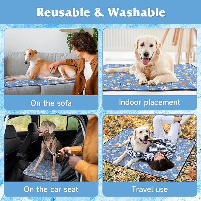 28"x22" Foldable Dog Cooling Mat, Washable Cooling Mat for Dogs, Soft Blanket for Dogs, Cats and Puppies, Small