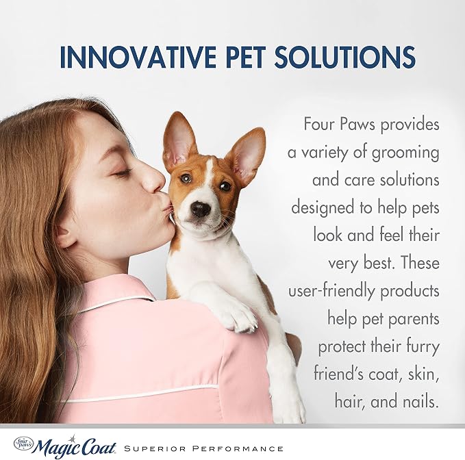 Four Paws Magic Coat Bright White Whitening Shampoo for Dogs with Natriance Brightener, Brightening Dog Wash, Removes Tear Stains, Almond Shea Butter Scent, 16 Ounce