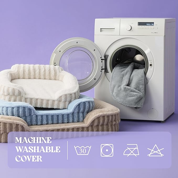 LE SURE Cute L-Plus Dog Beds, Orthopedic Waterproof Large Pet Bed with Sides, High Back Non-Slip Bottom and Egg-Crate Foam Dog Couch Sofa with Washable Removable Cover, Grey