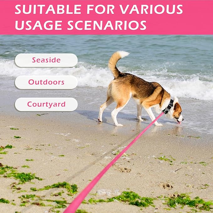 WOLFONE Waterproof PVC Dog Leash Long Training Lead 33FT Heavy Duty Tangle-Free Nylon Core Easy Clean Rubber Coated Leash for Small Medium Large Dogs Outdoor Training