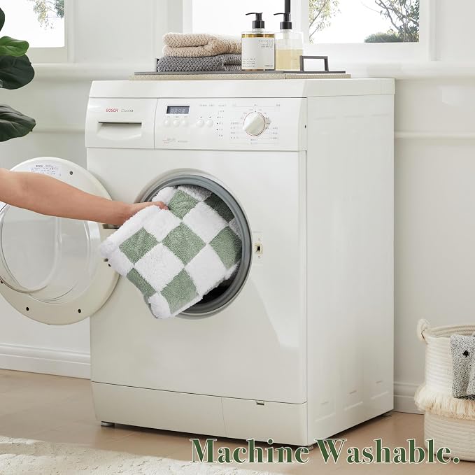 Ohocut Checkered Dog Blanket, Sage Green Jacquard Sherpa Blankets for Small Dog and Cats, Cute Aesthetic Style Fluffy Fleece Pets Blanket for Couch Protection Washable, 40"x50"